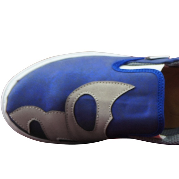 MEN'S PRINTED CANVAS SNEAKERS "BLUE" MASKED - Picture 2 of 5